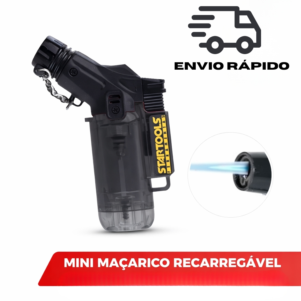 Mini Maçarico Recarregável StarTools – Chama Azul Potente 8cm -Para Oficina Cozinha Reparos em Oferta na Shopee