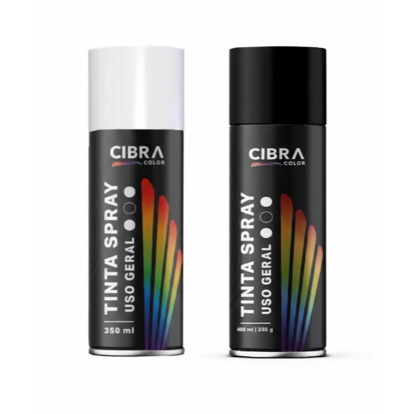 Tinta Spray Uso Geral Branco/Preto 400ml/235g  Cibra