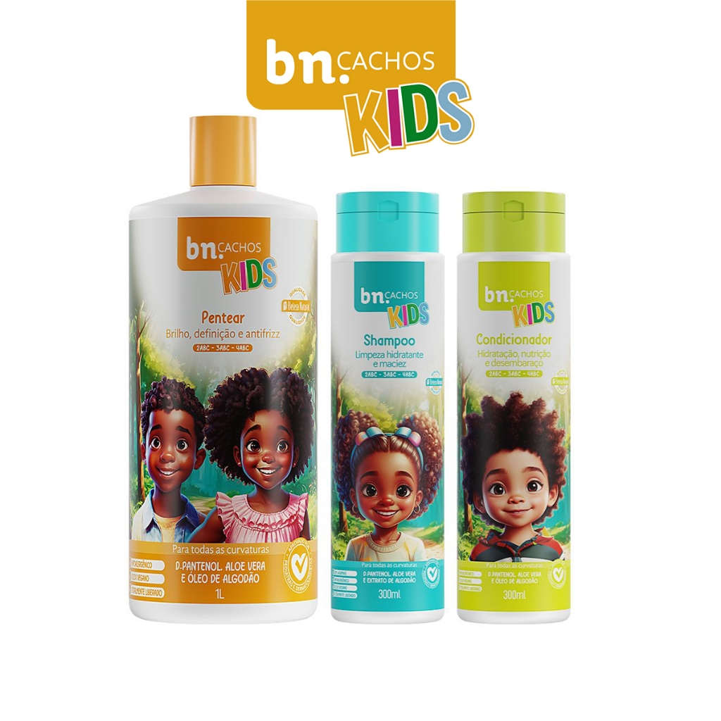 Kit Beleza Natural Linha Cachos Kids bn.Cachos em Oferta na Shopee