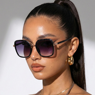 Óculos de Sol Hilton Quadrado Premium Cristal Classico Retrô Blogueira uv400 Unissex em Oferta na Shopee