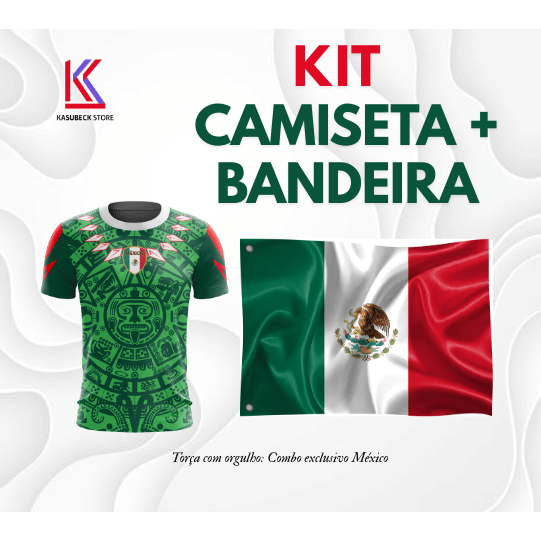 KIT Camiseta Personalizada + Bandeira do México Torcedor 2026 Esportes México