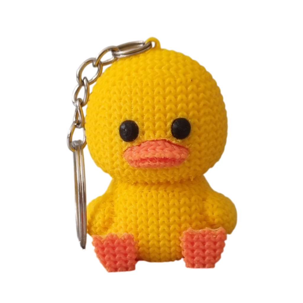 🦆 Chaveiro Pato Fofo Estilo Crochê Amigurumi | Plástico Texturizado | Presente | Lembrancinha