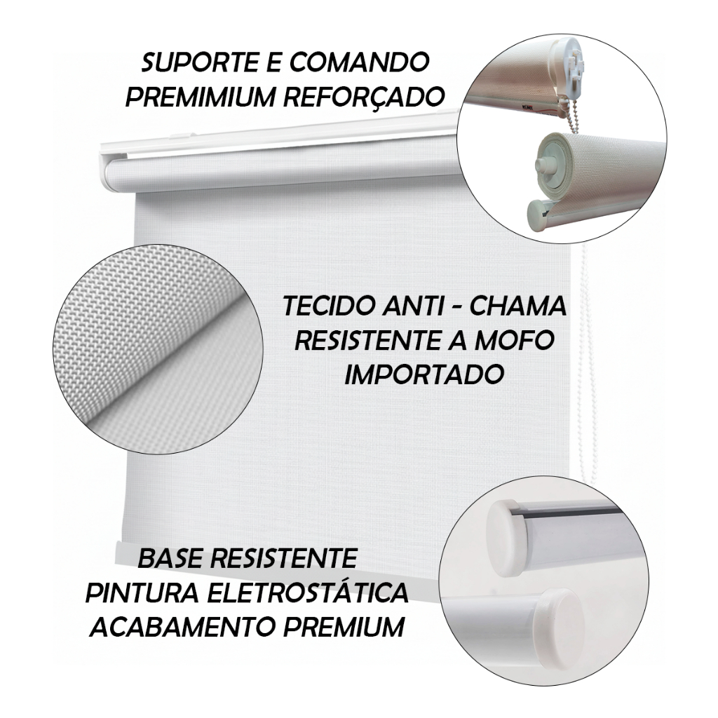 Kit 2 Cortinas Persiana Rolo Tela Solar 1% – Reduz Calor, Ajuste de Claridade e Privacidade | Sala, Quarto e Cozinha