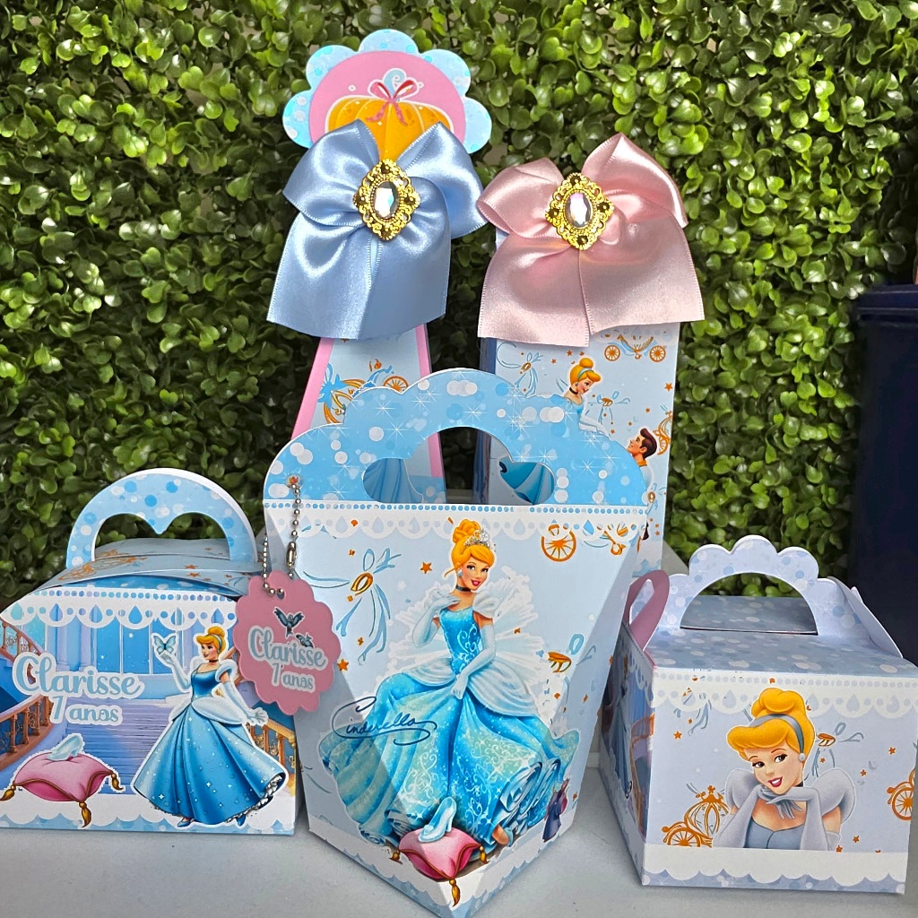 Kit Caixa Montada CINDERELA  - Personalizados - Festa infantil - Aniversário - Lembrancinha
