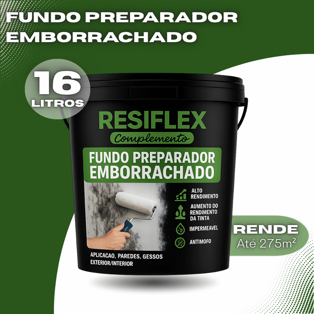Resiflex 16L Fundo Preparador Emborrachado Alto Rendimento e Aderência Parede Laje Reboco Drywall