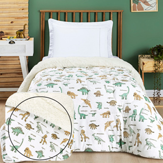 Coberdrom Solteiro Infantil com Sherpa Lã Carneiro Dinossauro Espaço Unicórnio em Oferta na Shopee