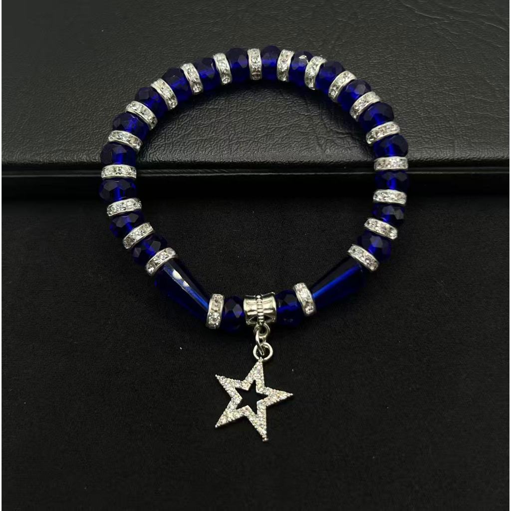 Pulseiras Miçangas  Azul Com Pingente Delicadas em Oferta na Shopee