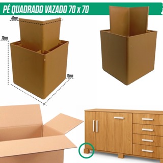 Kit 4/8/12/24 Pé Quadrado Vazado para Móveis Armário Pezinho Reforçado Estante em Oferta na Shopee