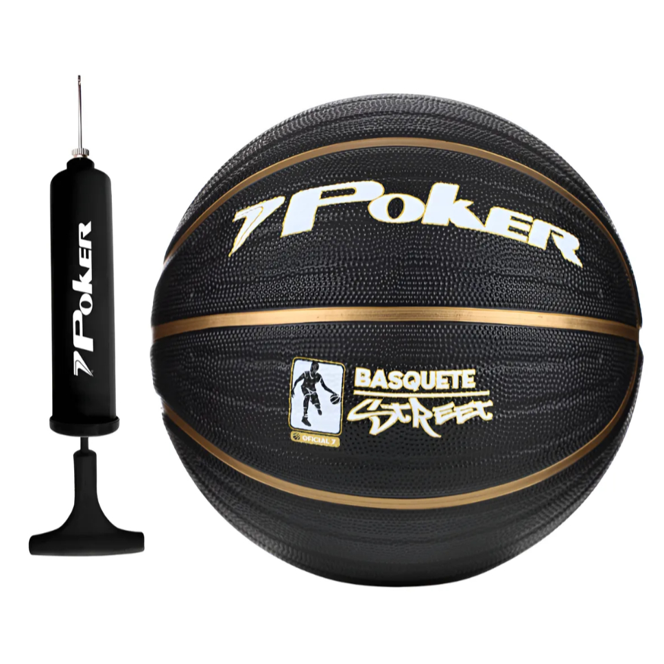 Bola de Basquete Street N°7 Oficial Poker Preta Com Bomba Way em Oferta na Shopee