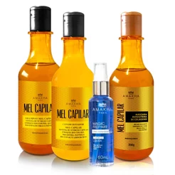 Kit Nutrição Intensa Mel Capilar Amakha Paris - Shampoo, Condicionador e Duas Máscaras de tratamento