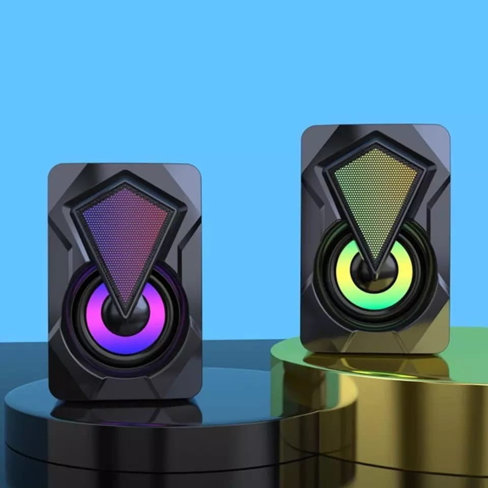 Caixa de Som RGB Gamer PC | Luz Respiração Fria | Alto-Falante Potente Surround