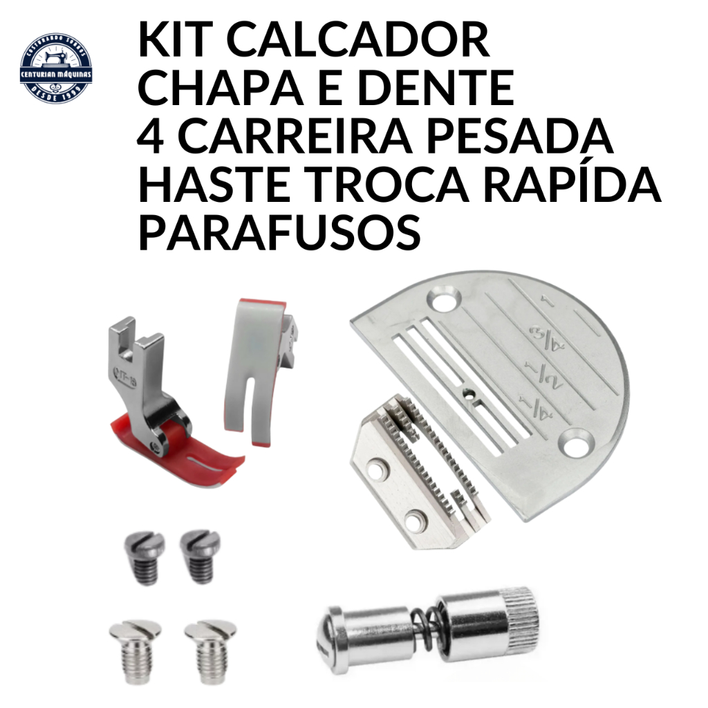 Kit Chapa 4 Carreira Pesada, Dente, Calcador, Haste de Troca Rápida, Parafusos Reta Indsutrial em Oferta na Shopee