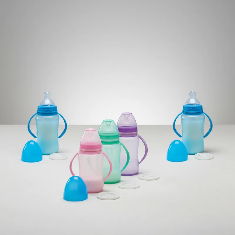 Kit 2 mamadeira 330ml bico de silicone transição infantil com alça (4597)