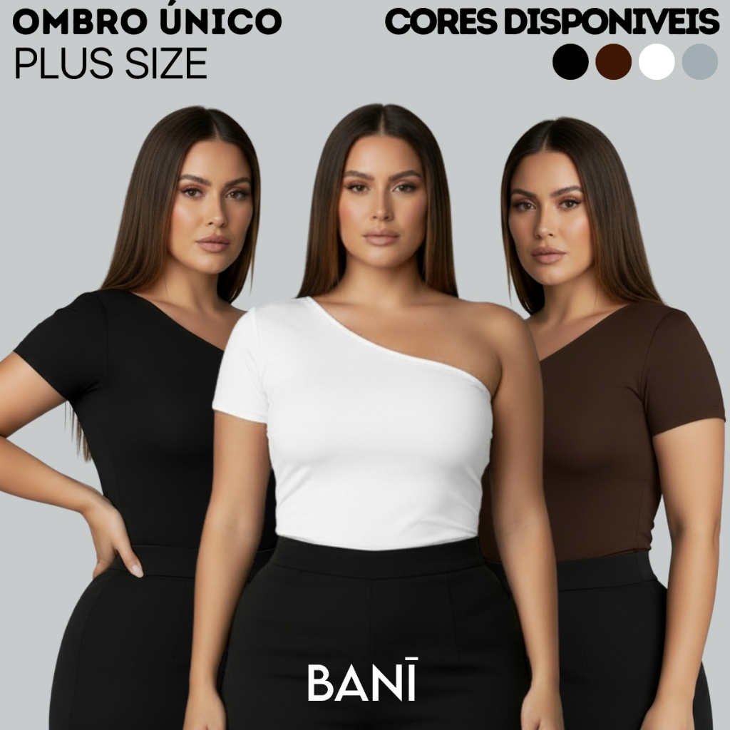 Blusa feminina plus size malha suplex mula manca ombro único forro duplo premium em Oferta na Shopee