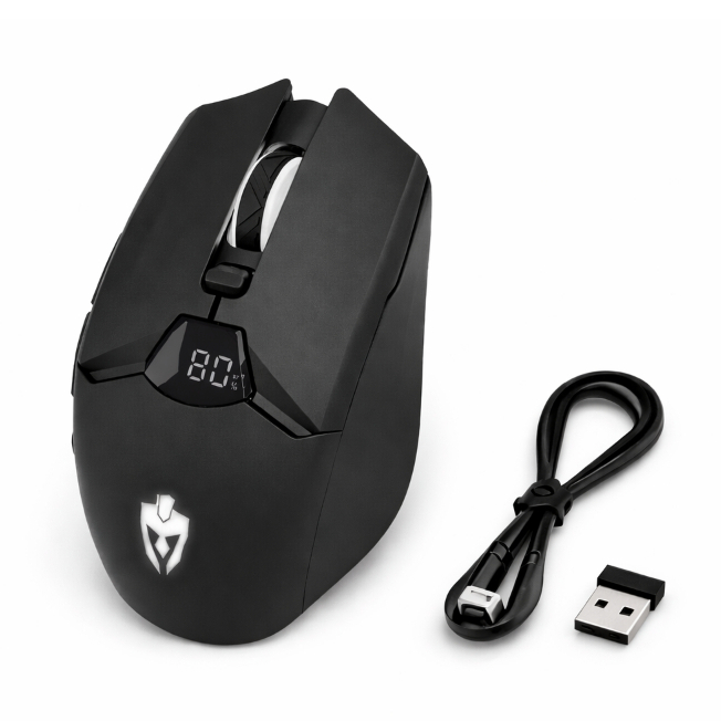 Mouse Gamer Sem Fio Wireless Recarregável 4800 DPI Conexão Dupla Bluetooth + 2.4G para PC Notebook