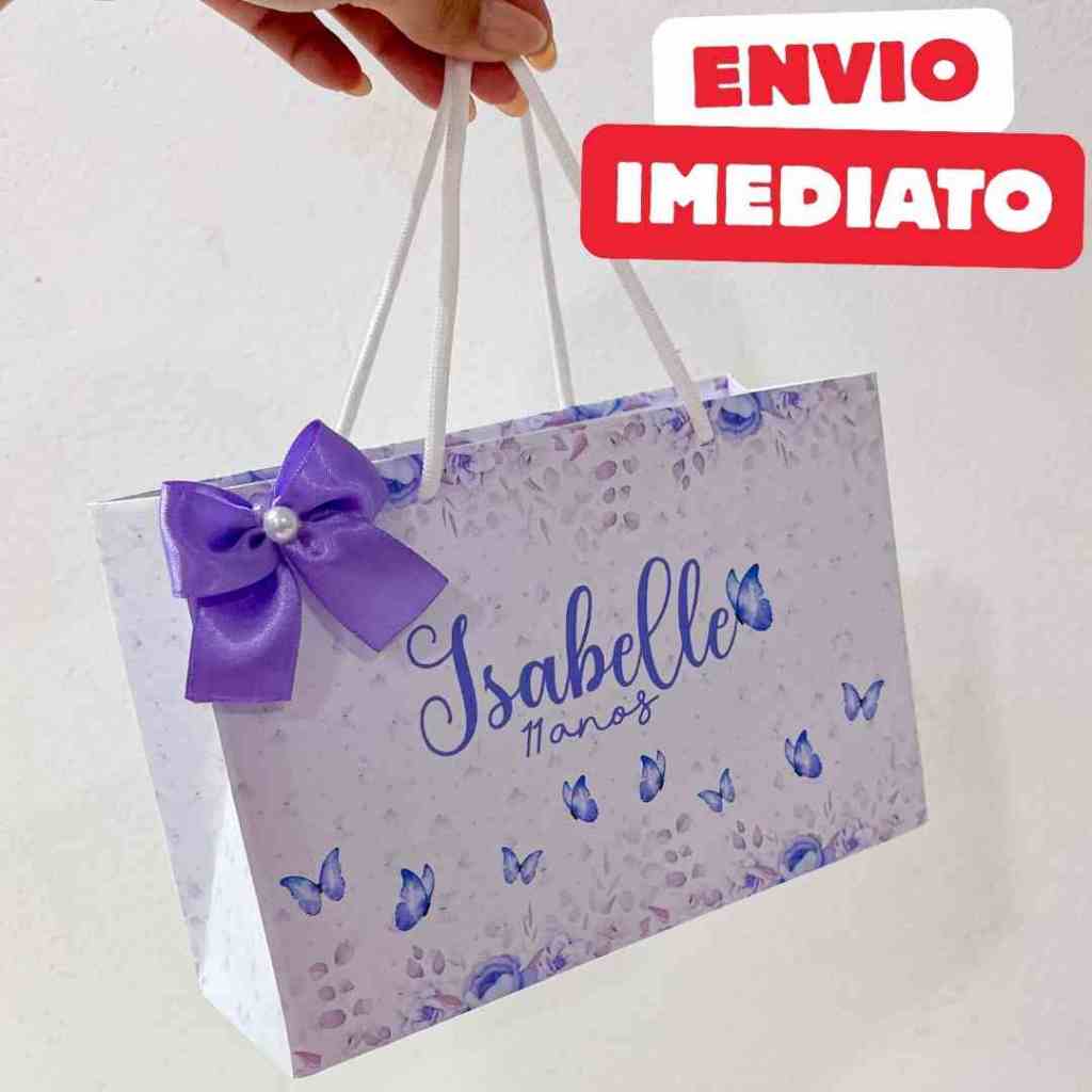 ENVIO RÁPIDO Sacolinha Surpresa Jardim Borboletas Lilás Personalizada Lembrancinha Festa Aniversário