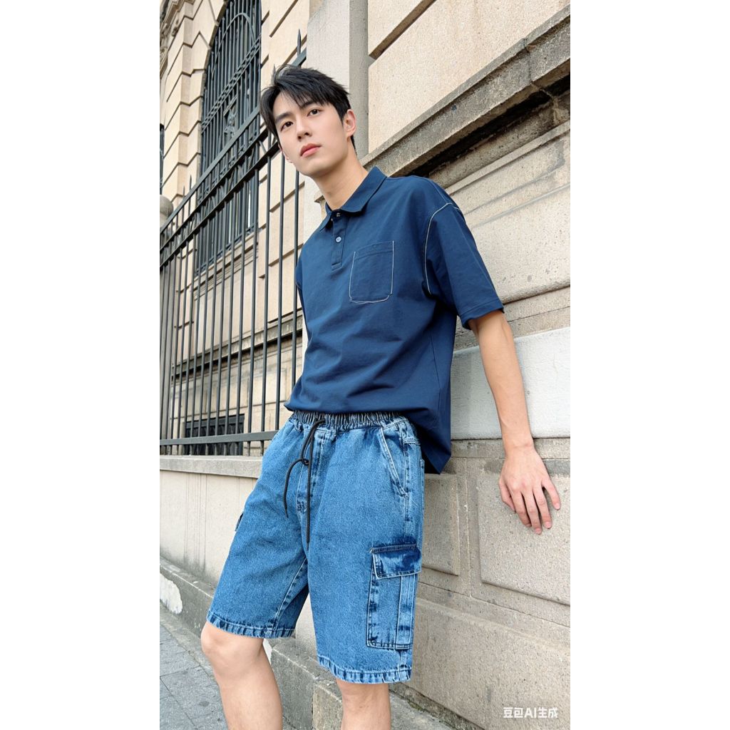 Bermuda Cargo Masculino Bolso Lateral Skatista Streetwear Azul Manchado Grafite P ao GG em Oferta na Shopee