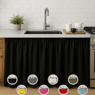 Cortina Pia Cozinha Elegance Balcão Tanque 2,80 Metros Por 80 Cm De Altura Oxford Cores Exclusivas