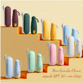 Mini Guarda-Chuva de Bolso com Estojo Cápsula Sombrinha Guarda-chuva 5 dobras Para sol e chuva em Oferta na Shopee