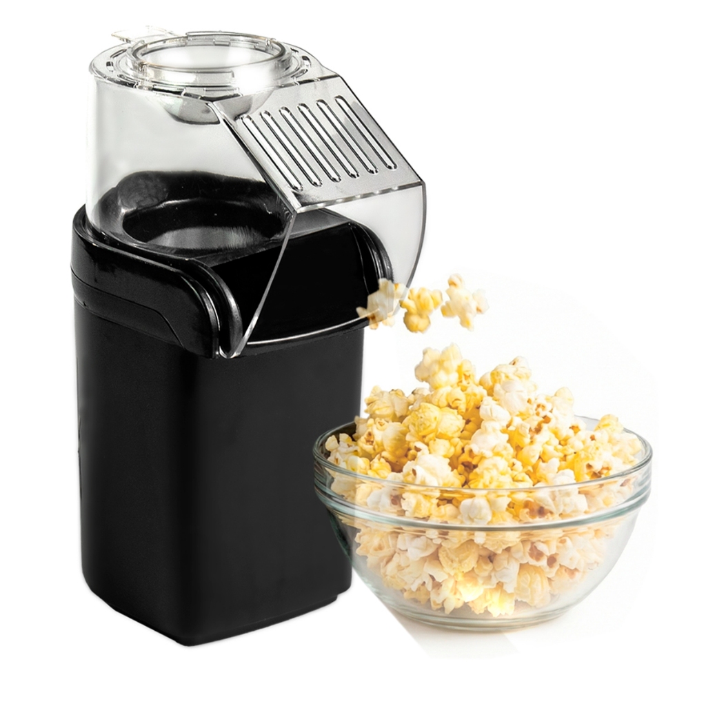 Máquina de Fazer Pipoca Elétrica Ar Quente Compacta 1200W Com Dosador de Manteiga Gourmet Bvx
