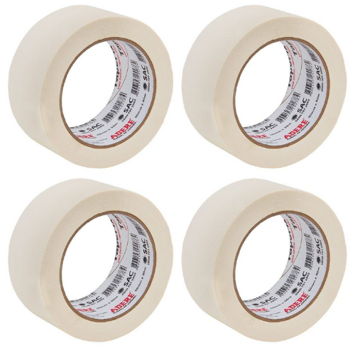 Kit Fita Crepe Automotiva 419 48mm X 50m Adere Branco Creme