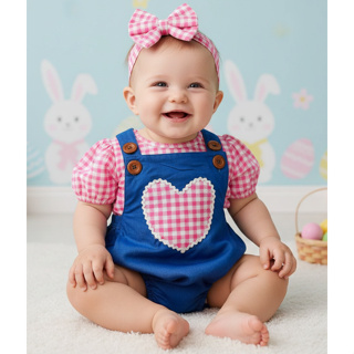 Jardineira Conjunto Romper Ciganinha Menina Fazendinha Xadrez Pascoa Body Bebe 3 peças Festa em Oferta na Shopee