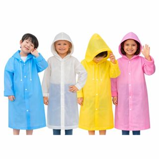 Capa De Chuva Infantil Impermeável EVA Colorida Reutilizável Com Capuz Escola Lazer Unissex em Oferta na Shopee