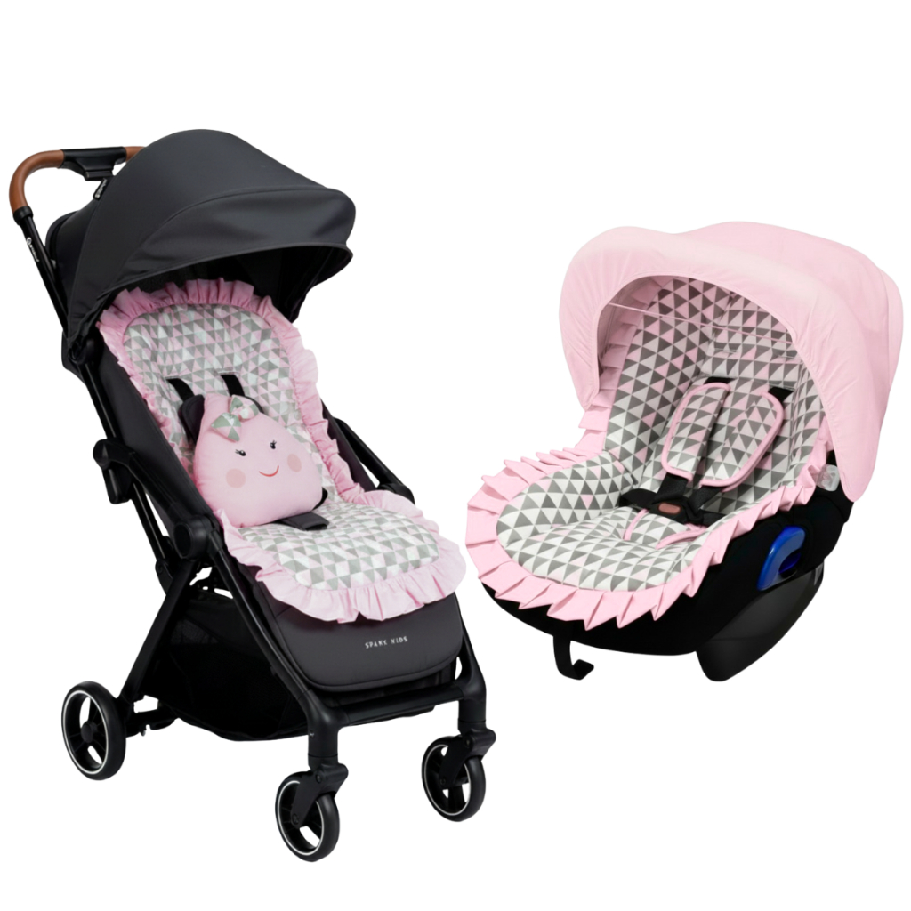 Kit Capa de Bebe Conforto + Capa de Carrinho + Protetor de Cinto + Capotar Solar com Manta