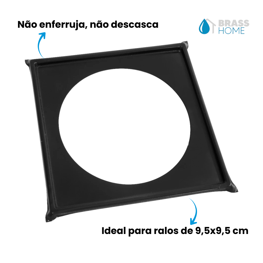 Porta Grelha Ralo Click Quadrado 10x10 cm Suporte Preto Aço Inox Caixilho — imagem 2 de 2