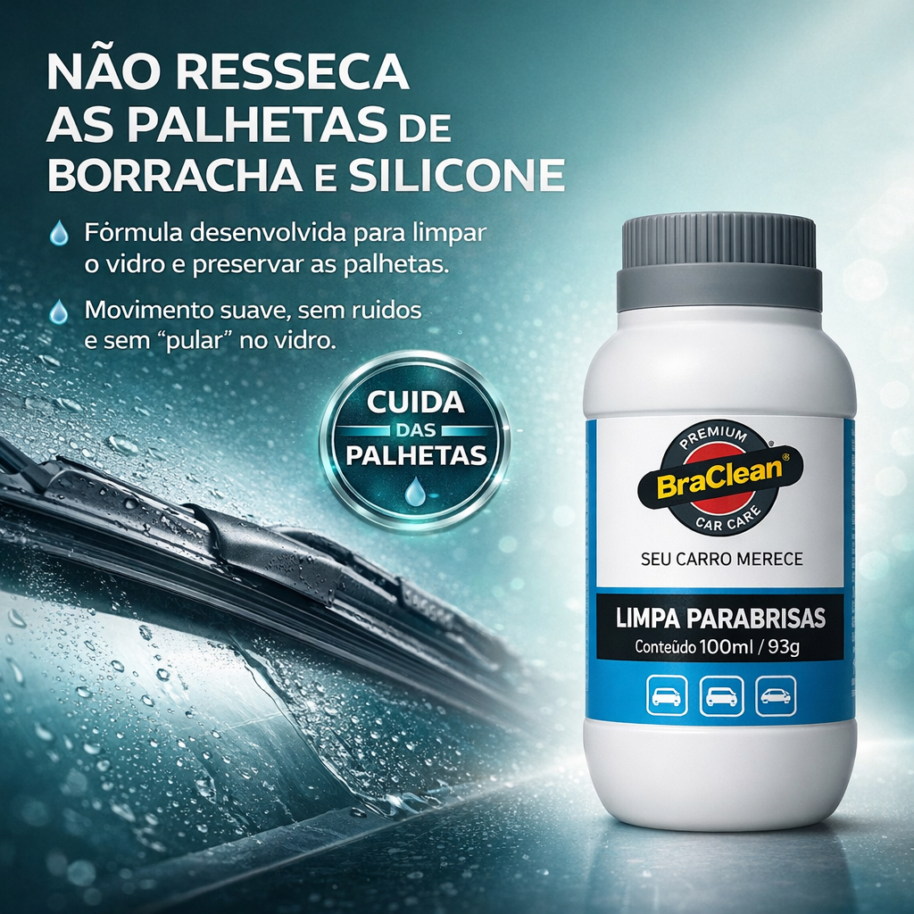 Aditivo Limpa Parabrisas 100ml uso no reservatório remove sujeira e marcas BraClean · foto 2