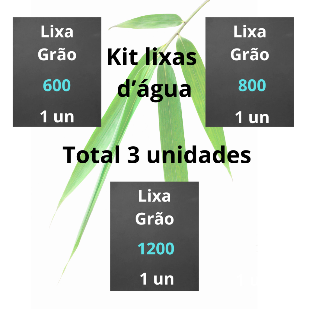 Lixa 600 800 1200 kit 1 à 5 folhas de cada Lixamento Polimento Plásticos Metal Fibra Pintura Grão