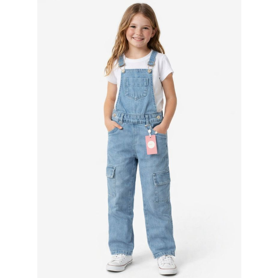 Jardineira jeans infantil juvenil 10 12 14 16 Anos Infantil Menina Macação Jeans