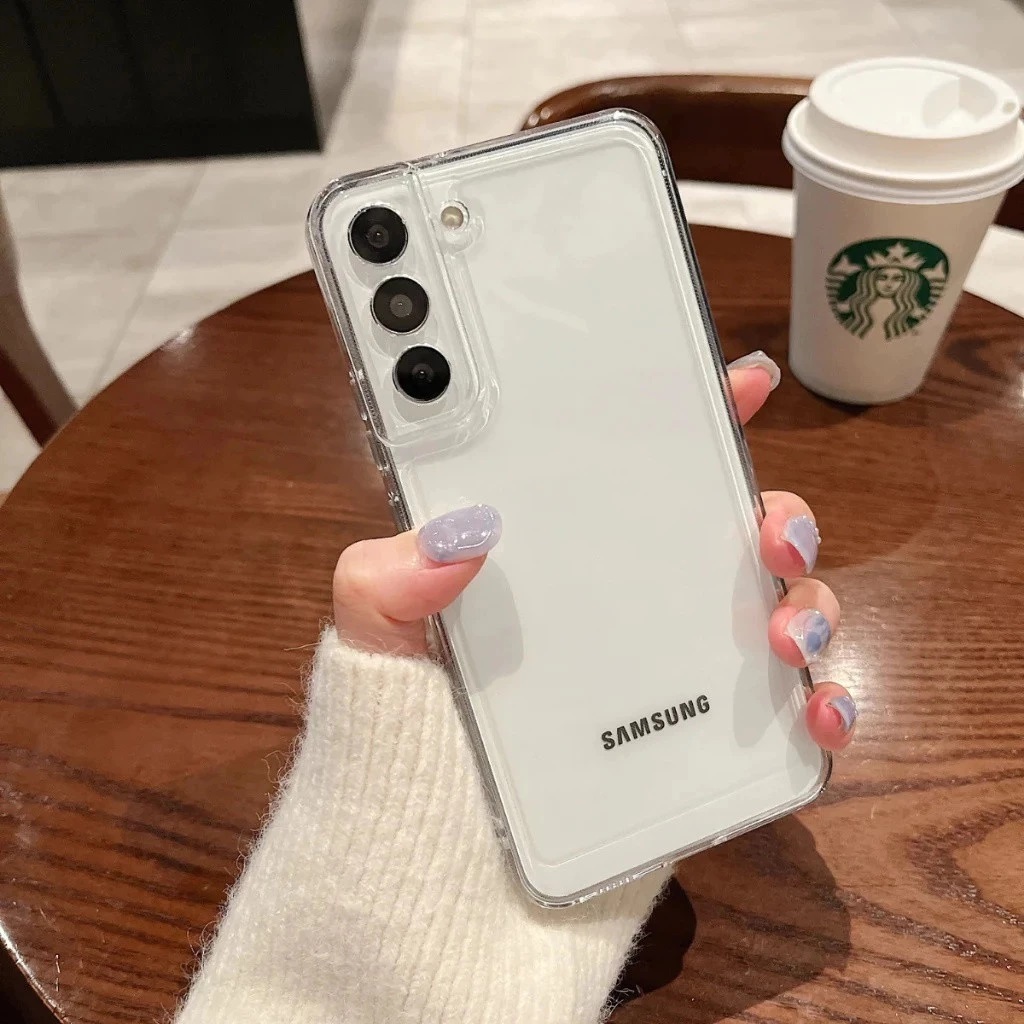 Capa Case Fina Acrílica Bordas de Silicone Transparente Rígida p/ Samsung A05 A33 A35 A55 S20 S21FE