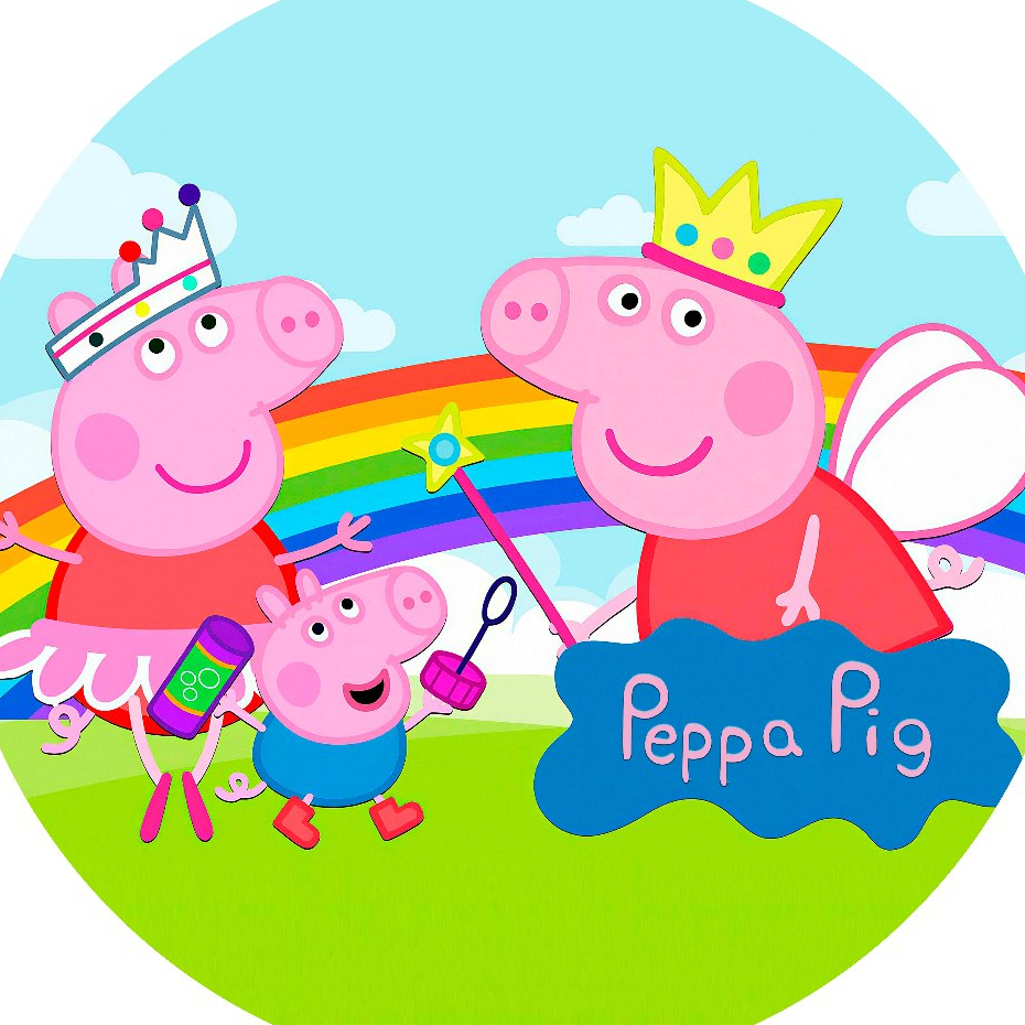 PAINEL REDONDO 50X50/TEMA PEPPA PIG/ ACOMPANHA BASE MDF E HASTE FLEXIVÉL