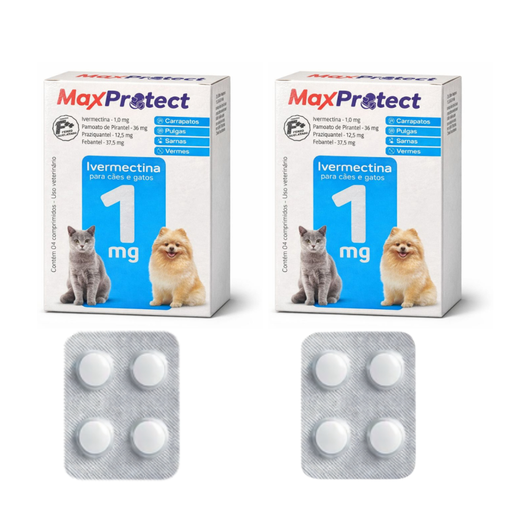 Kit 2 Antipulgas P/ Cães e Gatos de 1kg a 7,5kg - Ivermectina 1mg em Oferta na Shopee