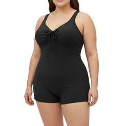 Maiô Plus Size Feminino Para Natação Short Hidroginástica Liso Forrado | Empório Da Roupa