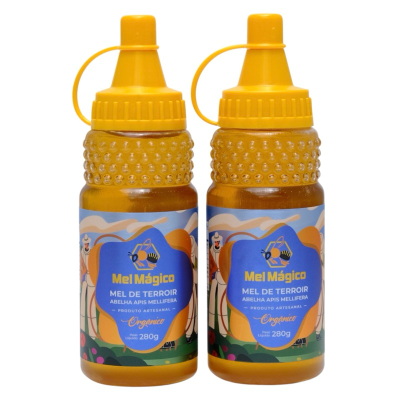 Kit 2x Mel De Abelha 100% Puro - Flor De Cipó Uva Bisnaga 280g - Mel Mágico em Oferta na Shopee