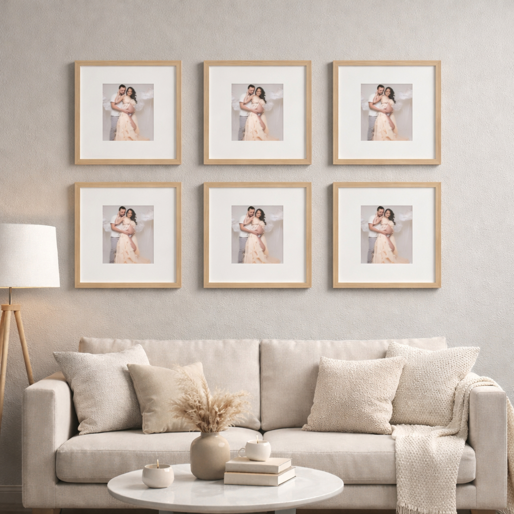 Kit 6 Quadros Decorativos Moldura Fotográfica 23x23cm Moldura Com Paspatur Foto 10×15