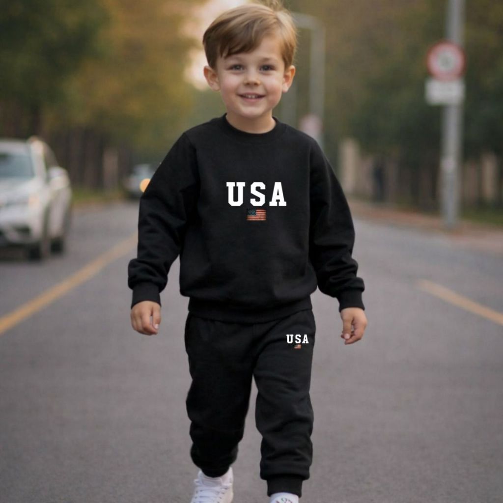 Conjunto Infantil Moletom Gola Redonda  Algodão Flanelado Confortável