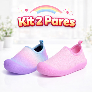 Kit 2 Pares Tênis Infantil Menina Escolar Calce Fácil Confortável Com Sola Antiderrapante em Oferta na Shopee