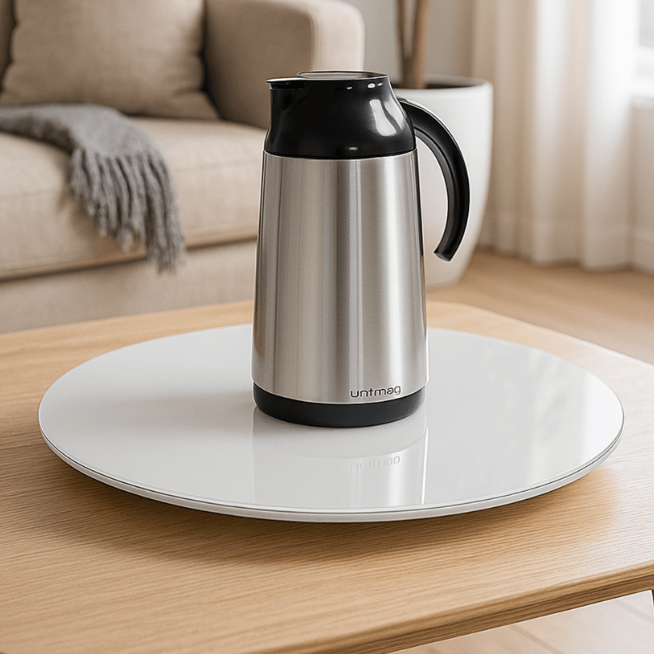 Centro Mesa Giratório 45cm Slim Off White Com Tampa De Vidro Design Moderno Elegante Decoração Sala em Oferta na Shopee