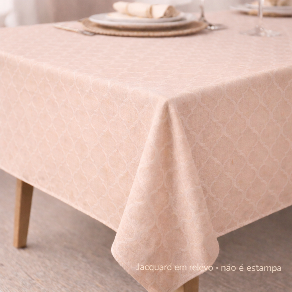 Toalha de Mesa Jacquard em Relevo | Elegante | 4 ou 6 Lugares em Oferta na Shopee