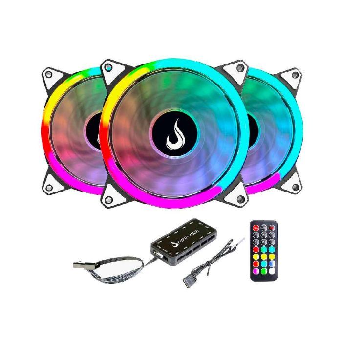 Kit Cooler Gabinete Rise Mode Energy C/ 3 Fans 120mm ARGB 1650RPM - FN-02-RGB-5V