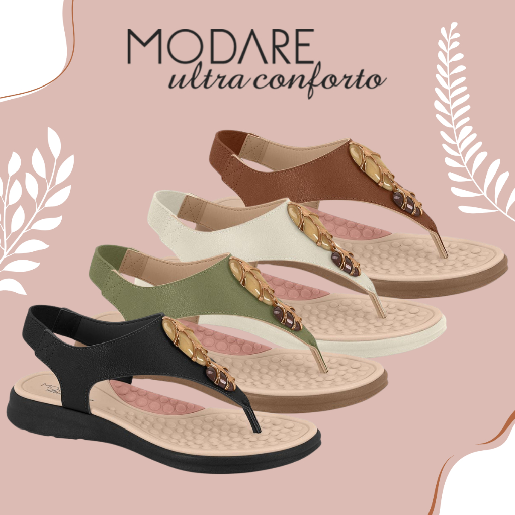 Sandália Modare Ortopédica Leve Esporão Massageador Confortável Elegante Macio Trabalho Dia a Dia