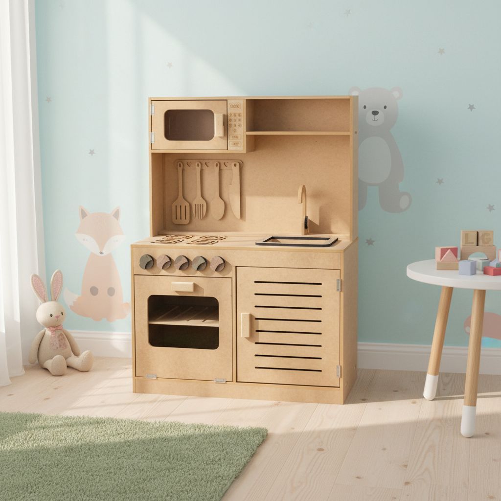Cozinha infantil de brinquedo em MDF cru para crianças
