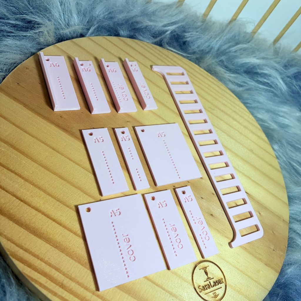 Kit Gabaritos The Cinch A5 e A6 – Furos Quadrados e Redondos + Centralizador Wire-O em PLA