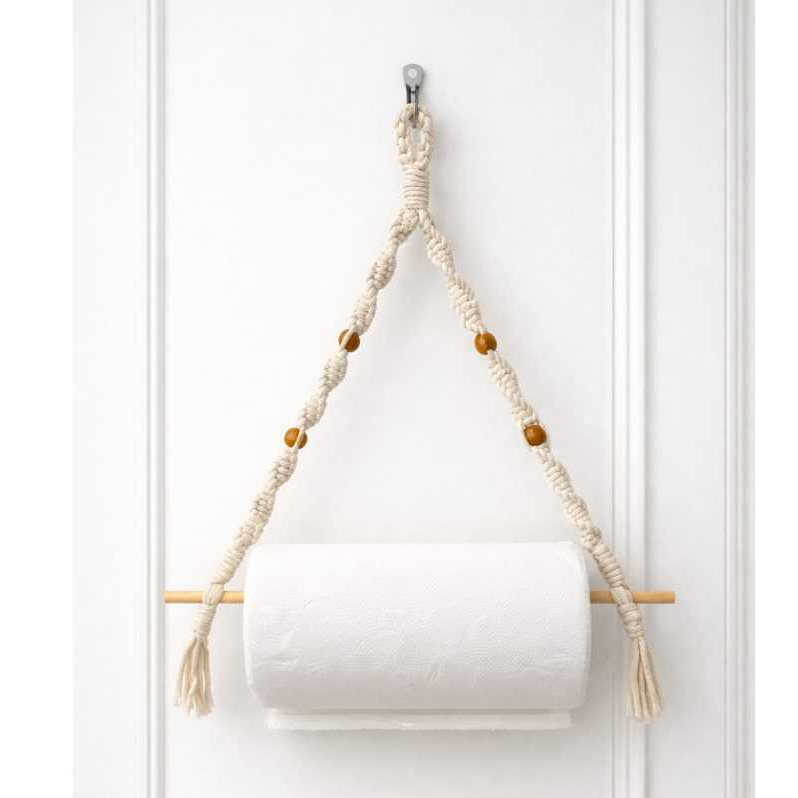 Suporte porta Papel Toalha com Acabamento  macrame