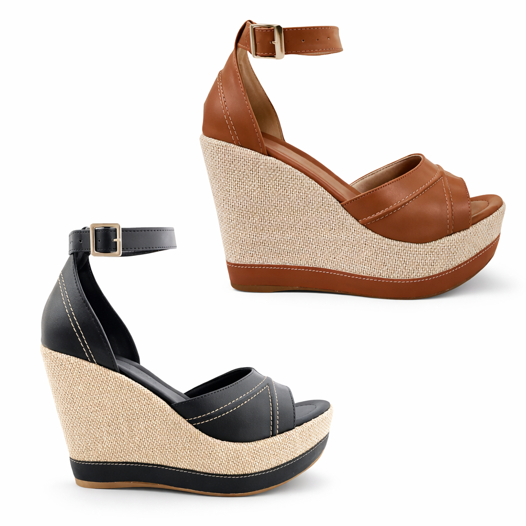 Kit 2 Pares Sandália Feminina Anabela Plataforma Salto Alto 11cm Várias Cores em Oferta na Shopee