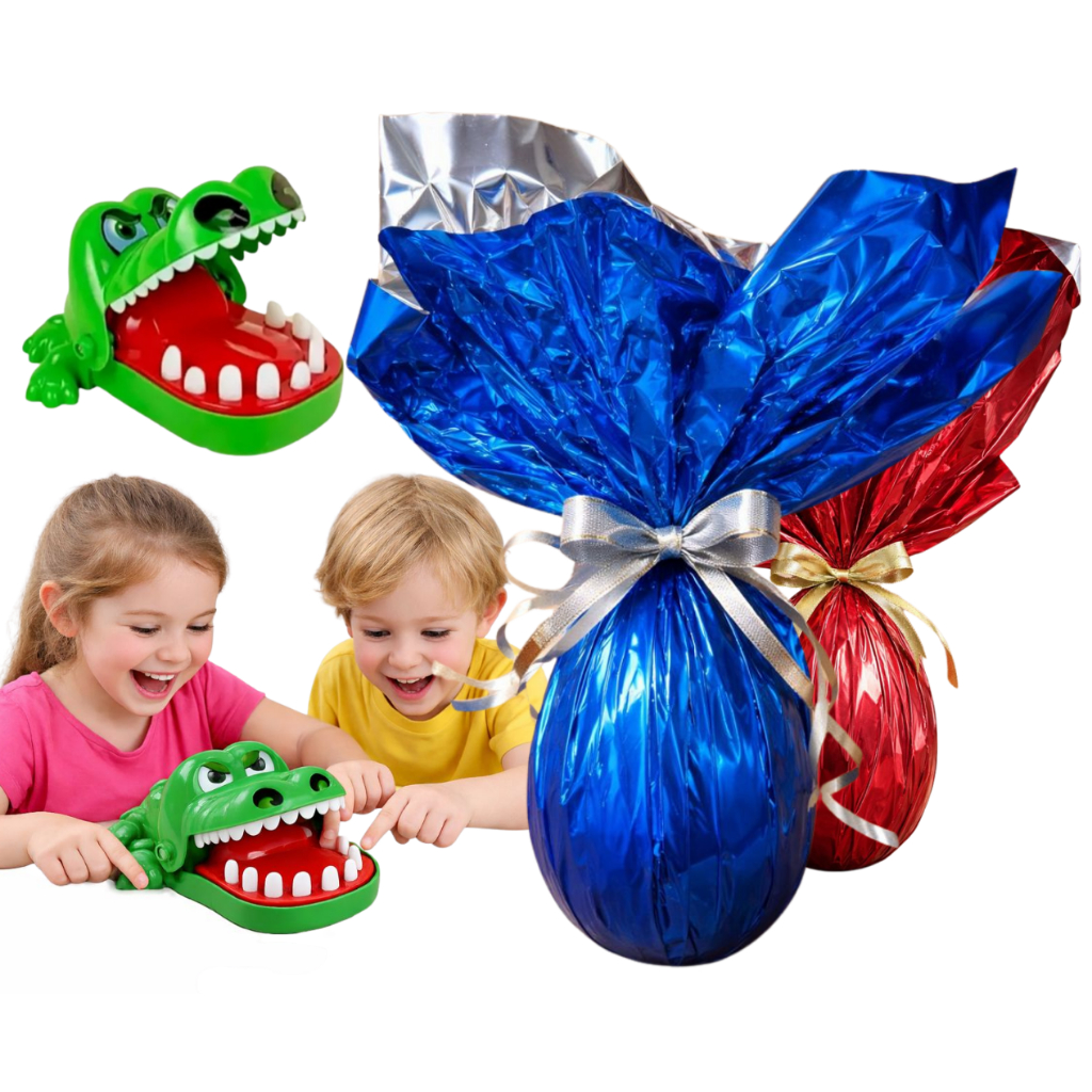 Kit Ovo De Pascoa 250g Brinquedo Jacaré Dentista Morde Dedo em Oferta na Shopee