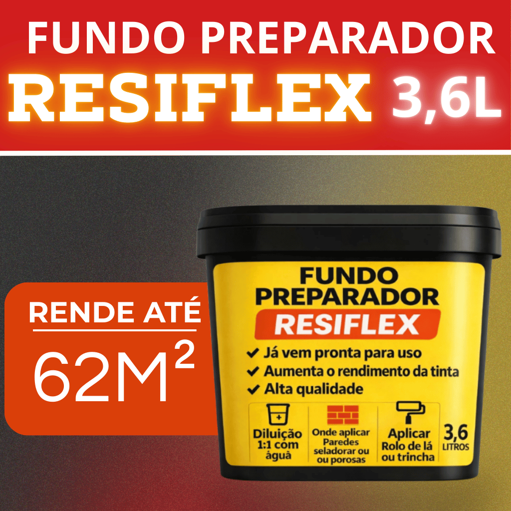 Resiflex Fundo Preparador 3,6L para Paredes Porosas com Excelente Rendimento e Resistência